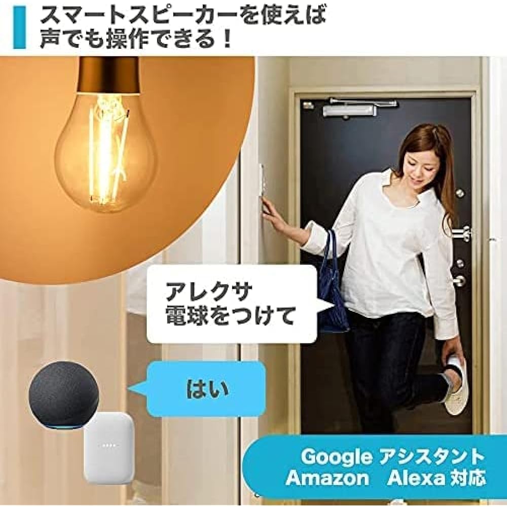 [Amazon Alexa Certified] +Style LED Edison Light Bulb (Dimmable/Tonal Color/E26) Set of 2 Daylight Light Bulb Color LED Bulb 60W 810lm Smart Dimmable Color Hub No Bridge Required Made by Japanese Manufacturer Compatible with Amazon Alexa/Google Home PS-L