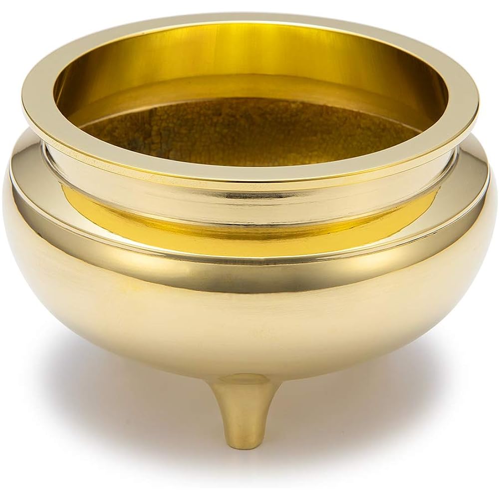 Buddhist altar shop Takita Shoten Buddhist altar accessories Incense burner Desktop incense burner Polished 3.5 dimensions Body diameter 10.3cm x Height 6.5cm Front incense burner for Buddhist altar Brass Incense stick holder Certificate included