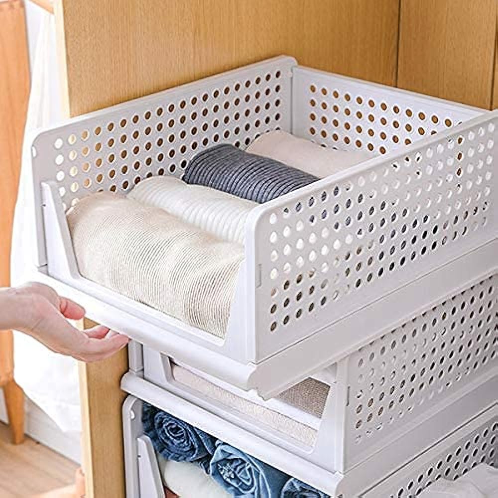 yazi Costume Storage Case, Drawer, Closet, Folding Storage Box, Large Capacity, 5 Tiers, Rosette Storage Stand, Stackable, Drawer Plastic Case, Inside the Drawer, T-shirts/Clothes/Clothing (5 L Size), White