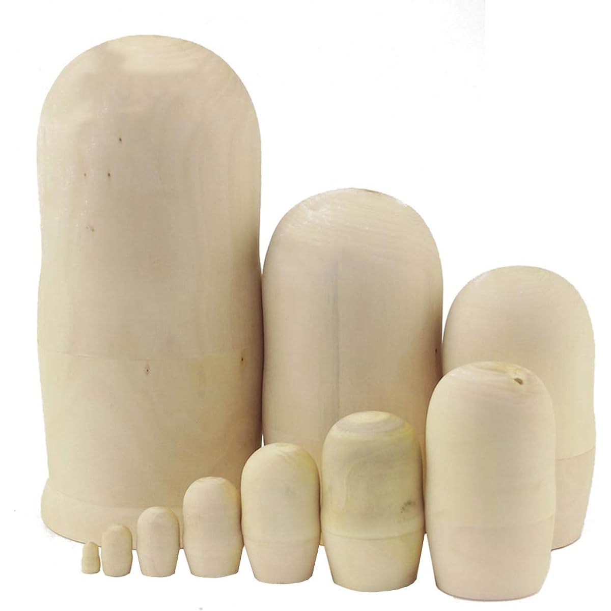 Moonmo 10pcs Beautiful Handmade DIY Blank Wooden Russian Nesting Dolls Gifts Russian Nesting Wishing Dolls DIY Craft Matryoshka Traditional
