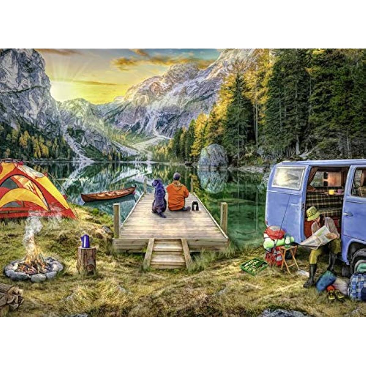 Ravensburger 82057 Great Outdoors Puzzle Series Serene Campsite 300 Piece Puzzle for Adults - Every Piece is Unique, Soft Click Technology Helps Pieces Fit Together