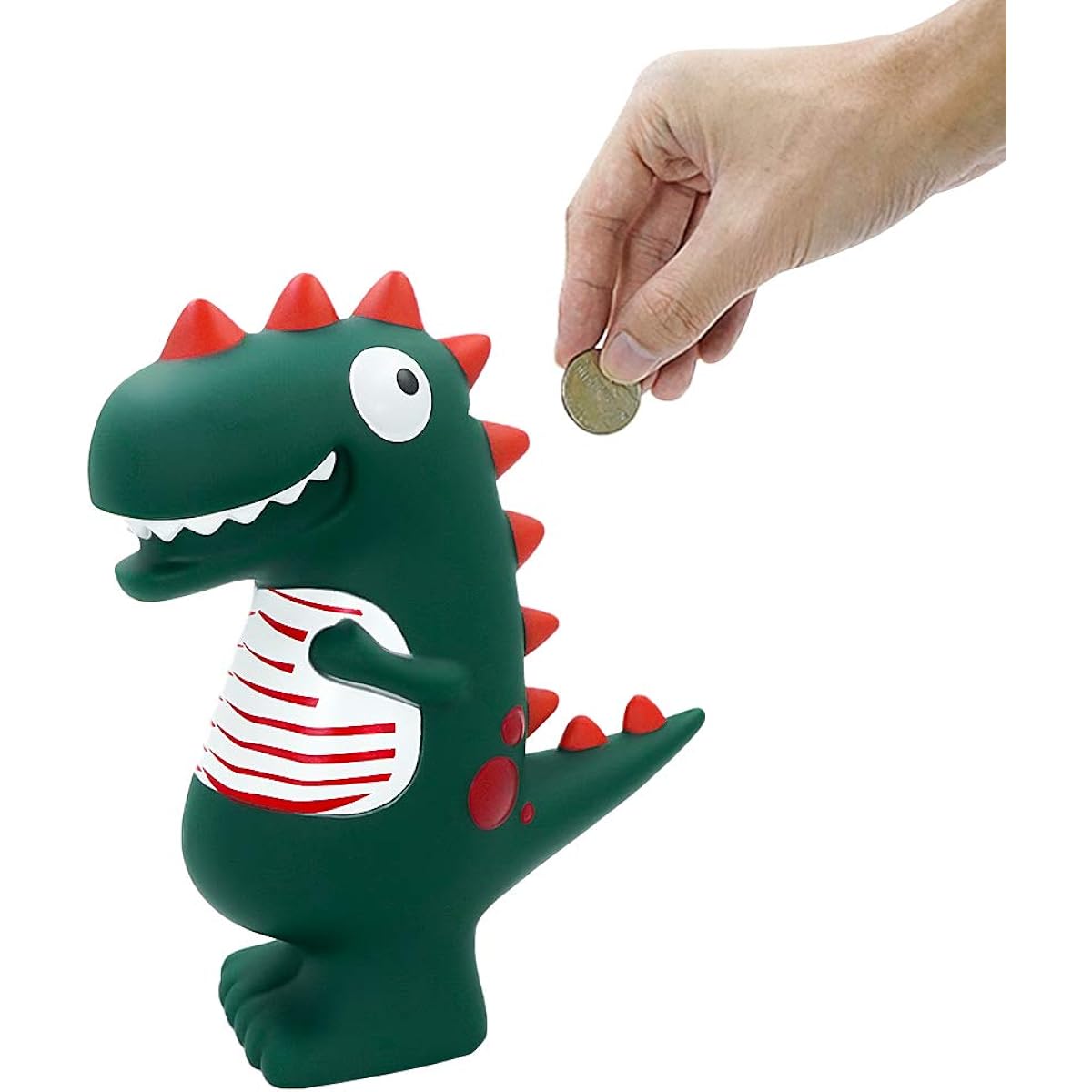 DreamsEden Dinosaur Piggy Bank Unbreakable Plastic Coin Bank Cute T-Rex 8 Inch