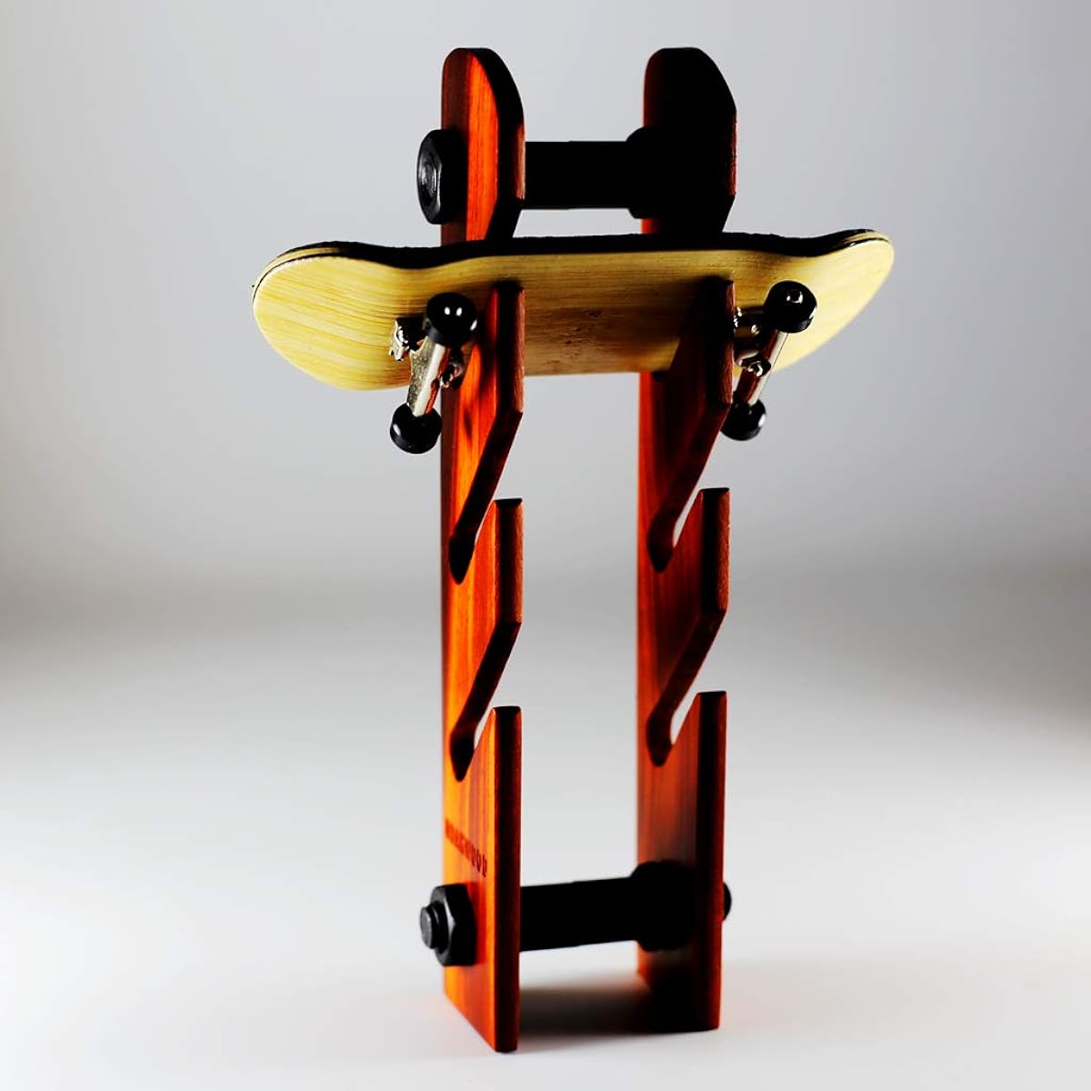 NOAHWOOD Fingerboard Complete Pro 6-ply Bamboo Handmade Fingerboard NW8.0 Deck (100x34mm 360 Flip Deck+NW3.0 King Truck 34mm Silver + Fingerbird iii Black Wheels) King of Skate Sandalwood
