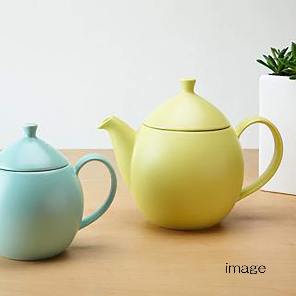 Forlife Teapot Ceramic 946ml 5 Cups Large Capacity Tea Strain Included Microwave/Dishwasher Safe Lemongrass Yellow Dew Teapot 599Lmg