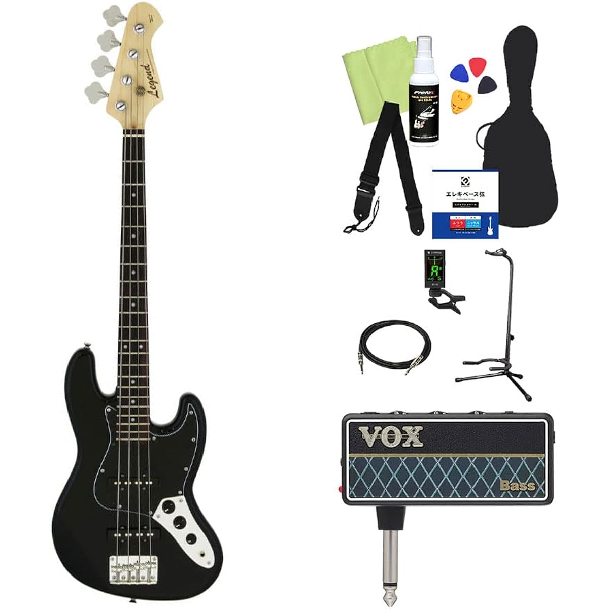 LEGEND LJB-MINI bass beginner 12-piece set [with headphone amplifier] B-BK mini size Legend