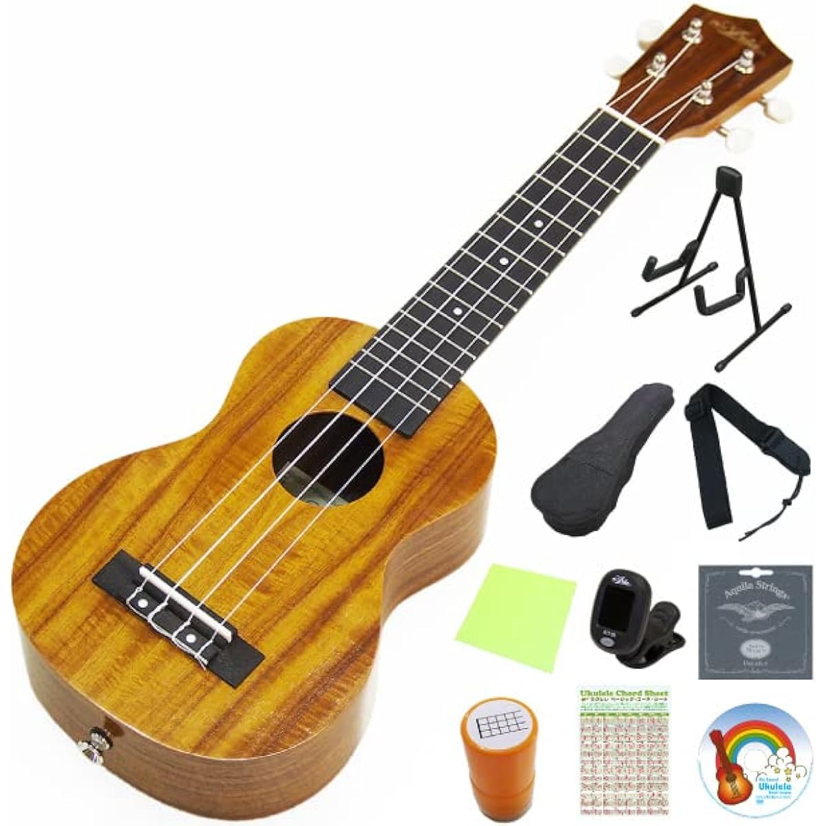 Ukulele Aria AU-1KG Soprano Stand with Replacement Strings Special 10 Piece Set Core Material String Height Adjusted Aria (with end pin) (u)