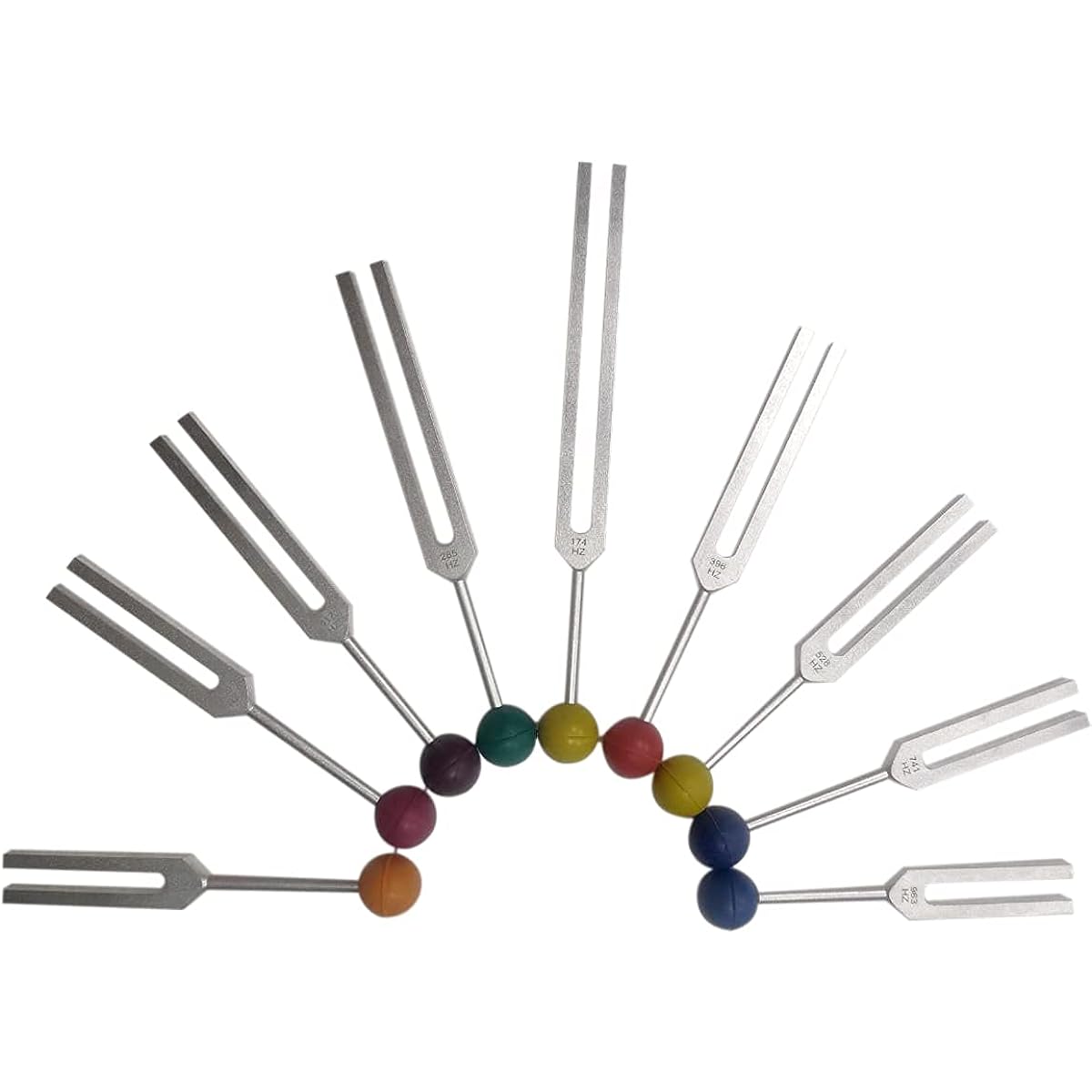 Radical Solfeggio Tuning Fork Set - Perfect for 9 Tuning Forks Chakra Color Rubber Balls and Wooden Hammer Mallets Sound Therapy (174Hz, 285Hz, 396Hz, 417Hz, 528Hz, 639Hz, etc.)