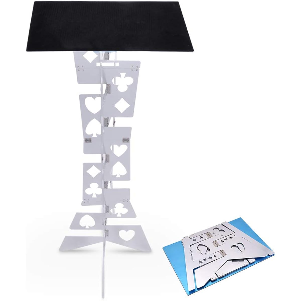 [Magic] Folding Table Aluminum Alloy Magic Table Appearing Desk Close-up Stage Magic Props Wedding Receptions Year-End Parties New Year Parties Events Magic Props (Silver)