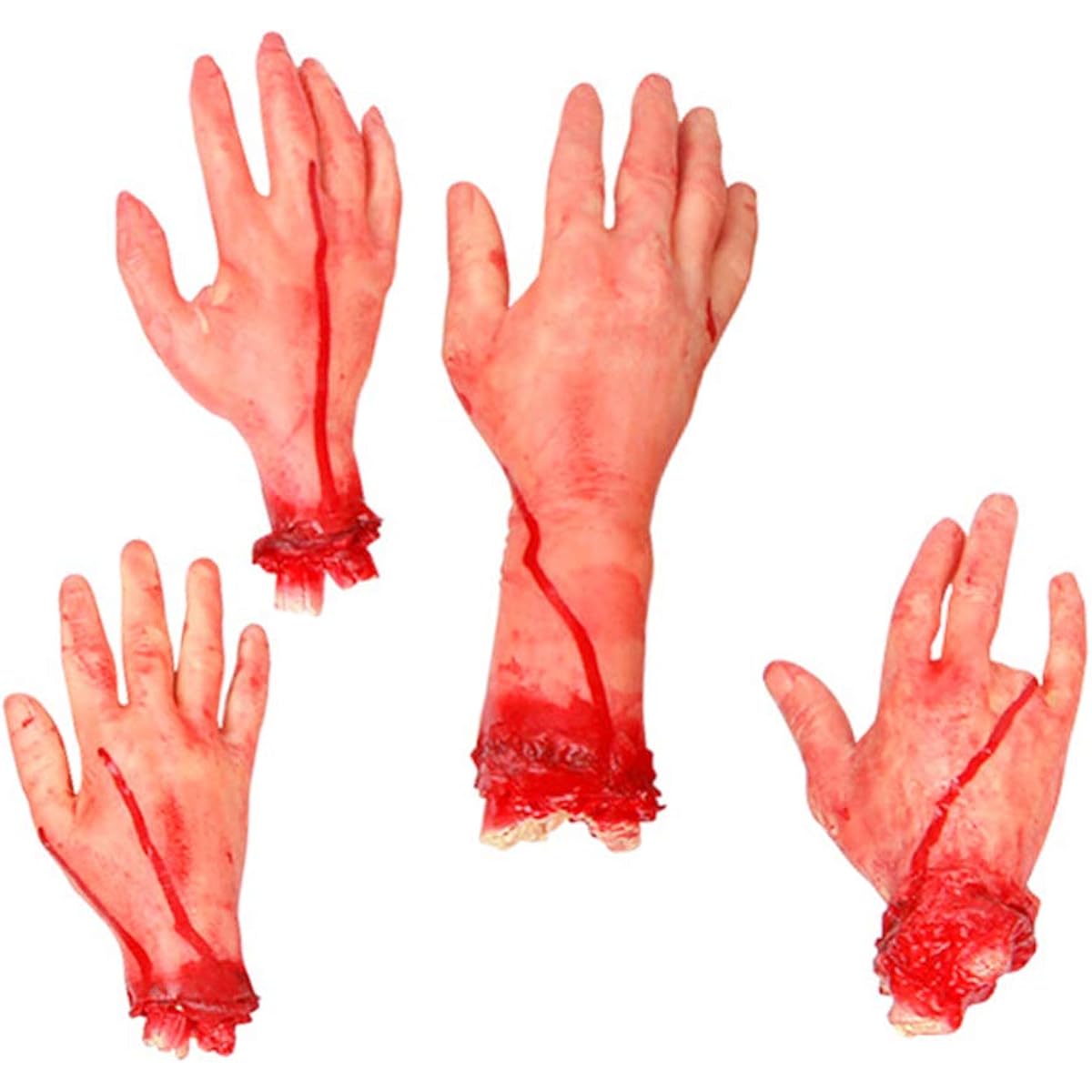 VORCOOL 4pcs Halloween Hands and Feet Set Scary Bloody Broken Body Parts Halloween Props Decorations Haunted House Prank Decorations