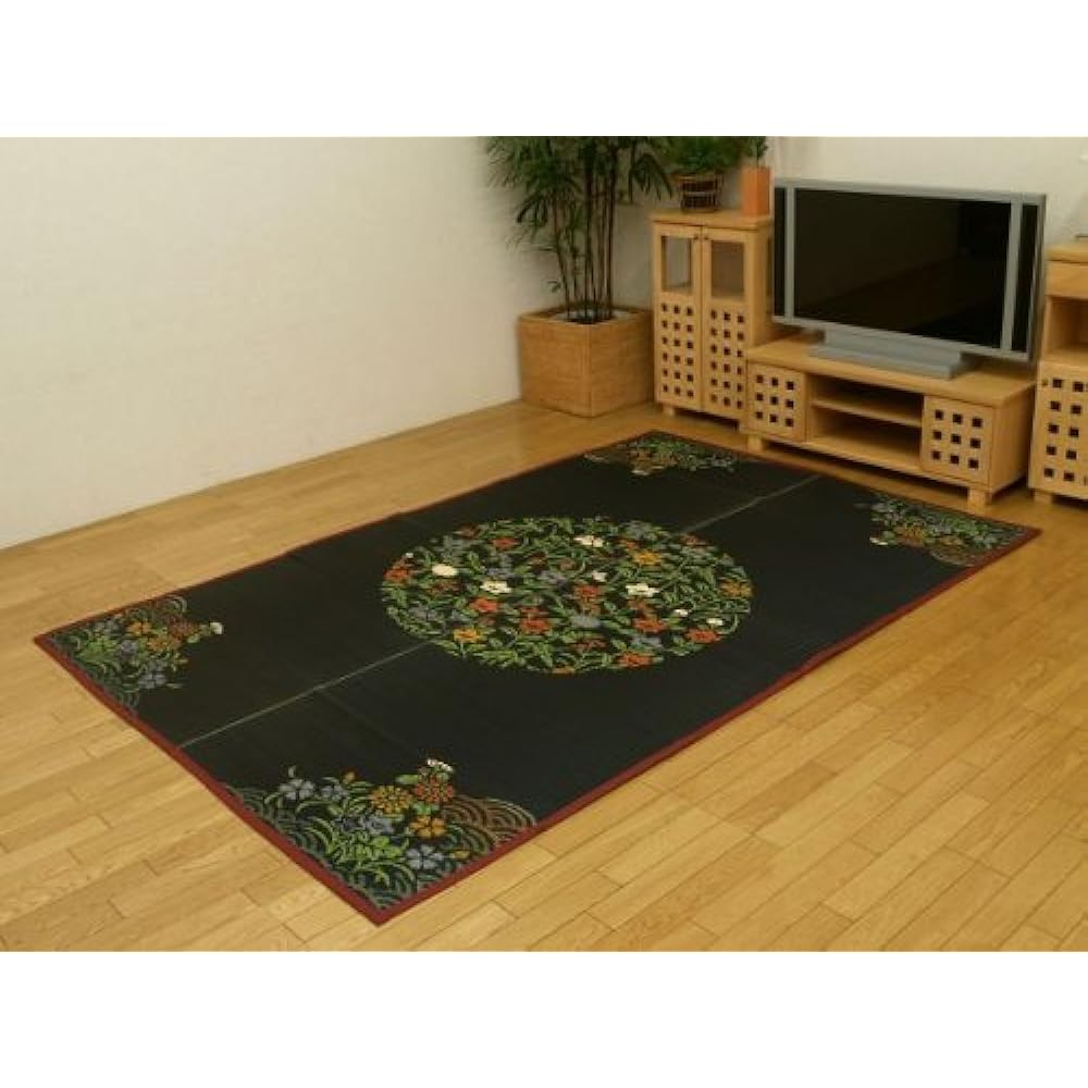 Purely domestic rush flower mat ``Summer Grass'' Black Edoma 6 tatami (approx. 261 x 352 cm) (#4120706)