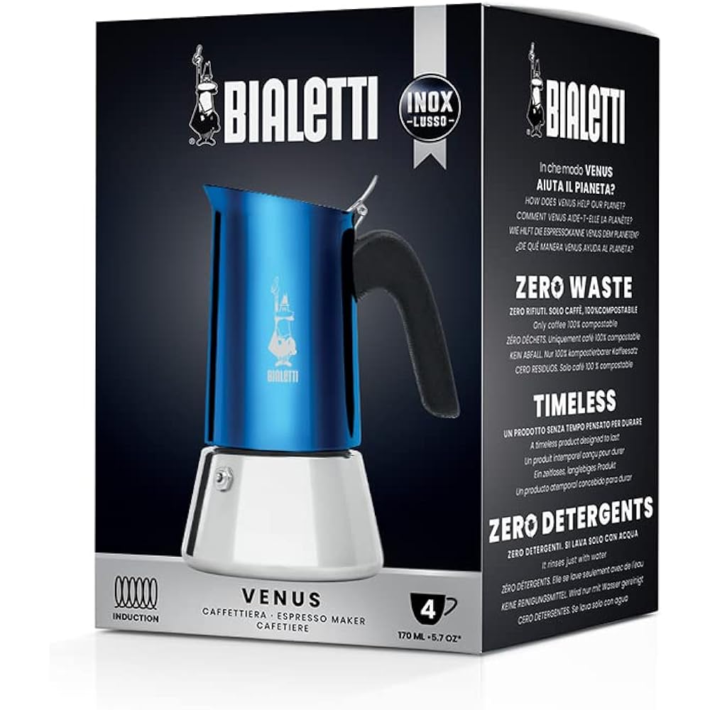 BIALETTI Bialetti Venus Blue 6 Cup Stainless Steel Model Direct Fire Type (Coffee Maker Espresso Maker Macchinetta)