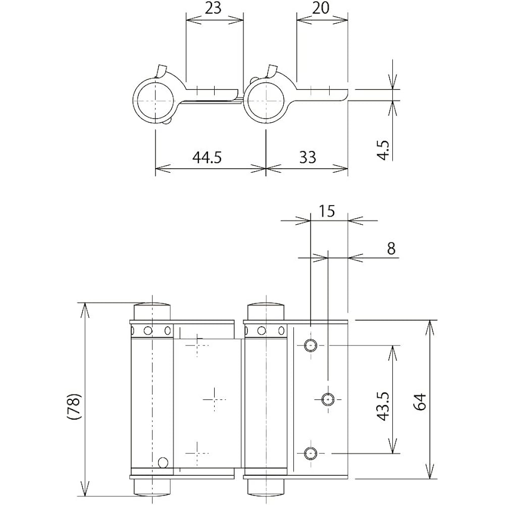 Shimizu OS Free Hinge Double Opening 64mm Iron (Black Paint) 1 Set of 2 [Product Number: H-12]