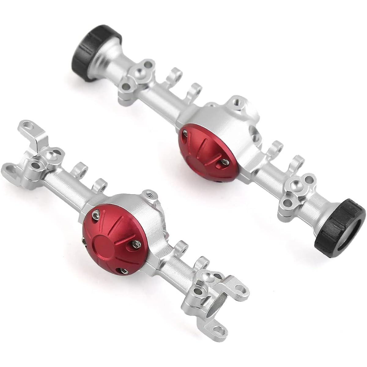 RC Car Front Rear Axle, Aluminum Alloy Front Rear Portal Axle Housing Assembly for Kyosho 1/24 Mini-Z 4x4 MX-01 RC Crawler Car Front Rear Axle Kit (Silver)