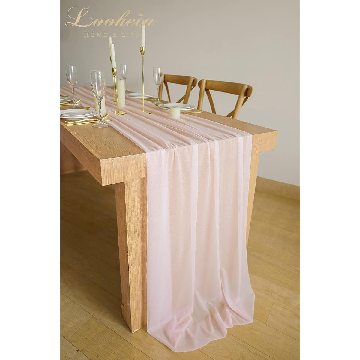 10ft Blush Sheer Table Runner Overlay Wedding Tablecloth 29x120inch Rustic Wedding Decoration French Chiffon Table Runner