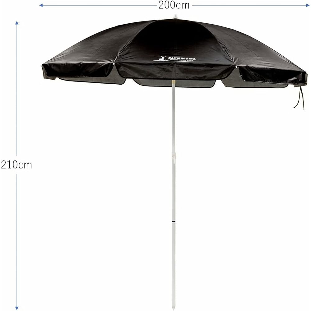 Captain Stag (CAPTAIN STAG) Parasol Umbrella Sun Shade UV Protection Outdoor Tilt Parasol Diameter 200 x Height 210cm Storage Bag Included Black UD-69