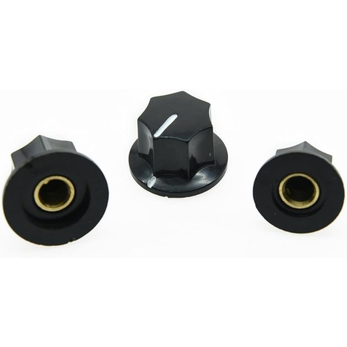 KIAISH 3-Piece Set Black Brass Insert USA Specification 1/4 Inch Large & Small Knob Bass Knob for Jazz J-Bass