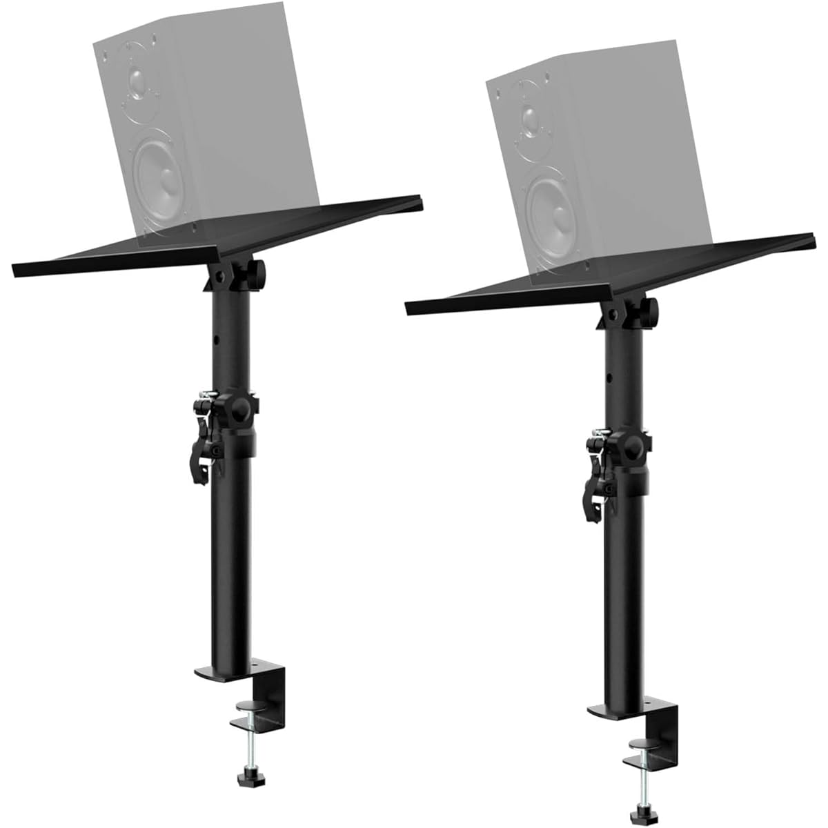 Studio Monitor Stand, Adjustable Height and Tilt Angle, Heavy Duty Desktop Speaker Stand with Desk Clamp, Maximum Load Capacity: 12kg/pcs, Ideal for Studio Monitor Bookshelf Speakers