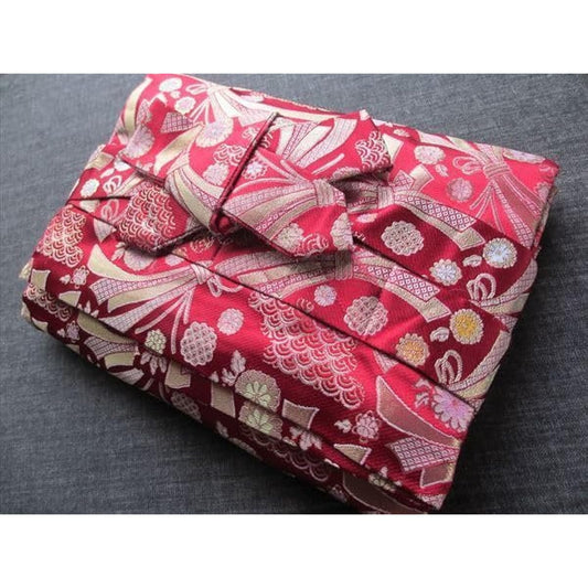 13-string Koto case, round koto bag, brocade, 7-piece, 11, noshi pattern, red