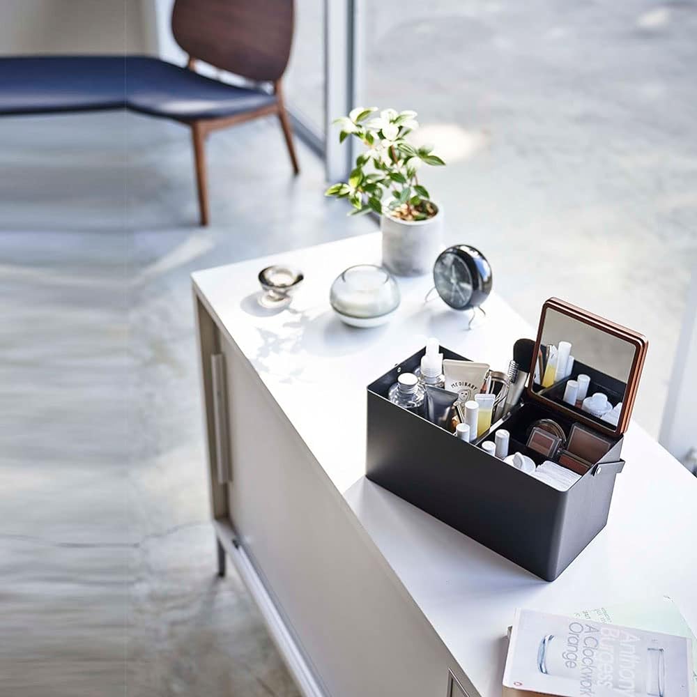 Yamazaki Makeup Box Black Approx. W31XD15 (Including Handle) XH15.5cm Tower Portable with Handle 5454