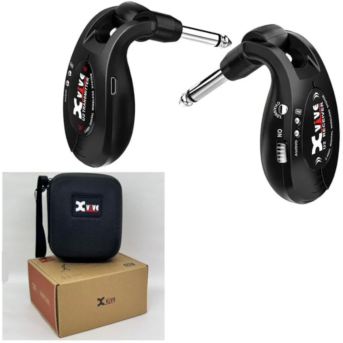Guitar bass digital wireless system Xvive XV-U2/BK (black) + CU2 XV-U2 exclusive case
