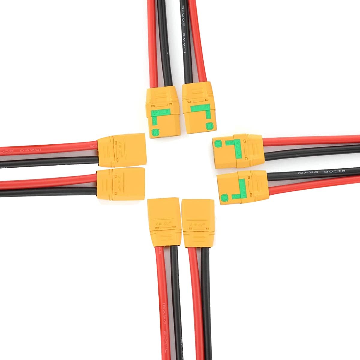Amass XT90S Pigtail XT90 Wire XT-90S XT 90 Plug Male and Female Connector 150mm 10AWG Silicone Wire for RC Lipo Battery FPV Racing Drone