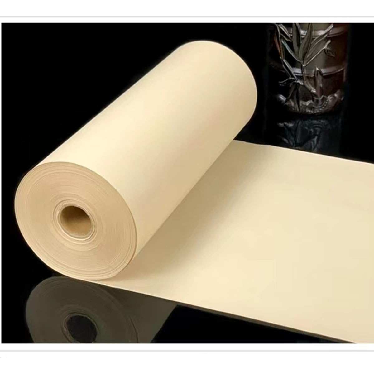 MEGREZ Roll Pack Xuan Paper Thick Calligraphy Xuan Paper Ink Paper for Chinese Practice - 35cm x 100m (13.78 x 3937 inches), Shu (Pipe) Shuan Yellow