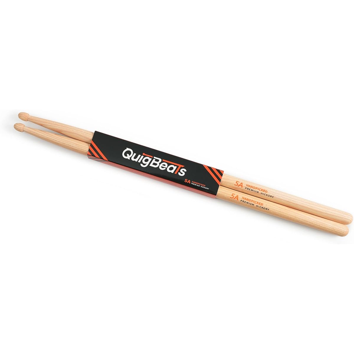 QuigBeats Drumsticks Premium Hickory 5A Drumsticks Pitch Match Drum Sticks for Adults & Kids 5A 1 Pair - A