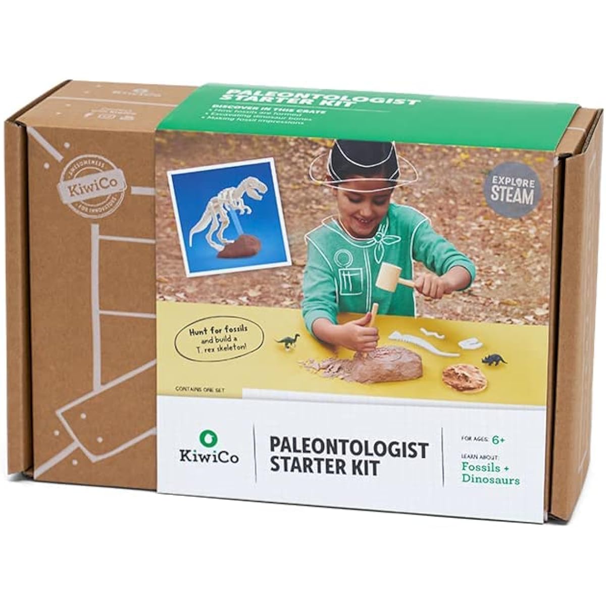 KiwiCo - Paleontologist Starter Kit Dinosaur Fossil Digging Kit & Dinosaur Toys for Kids Ages 6+