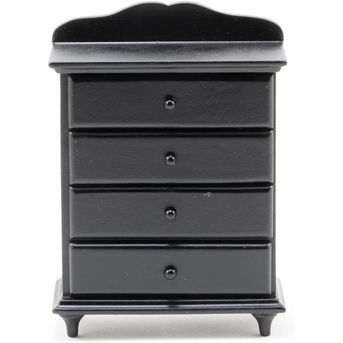 Dollhouse Miniature Black Chest with 4 Drawers