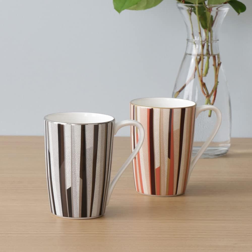 NARUMI Pair Mug Shagreen 380cc 2 Pattern Set Black Orange Modern Simple Pattern Large Present Gift Box Included 97195-21746