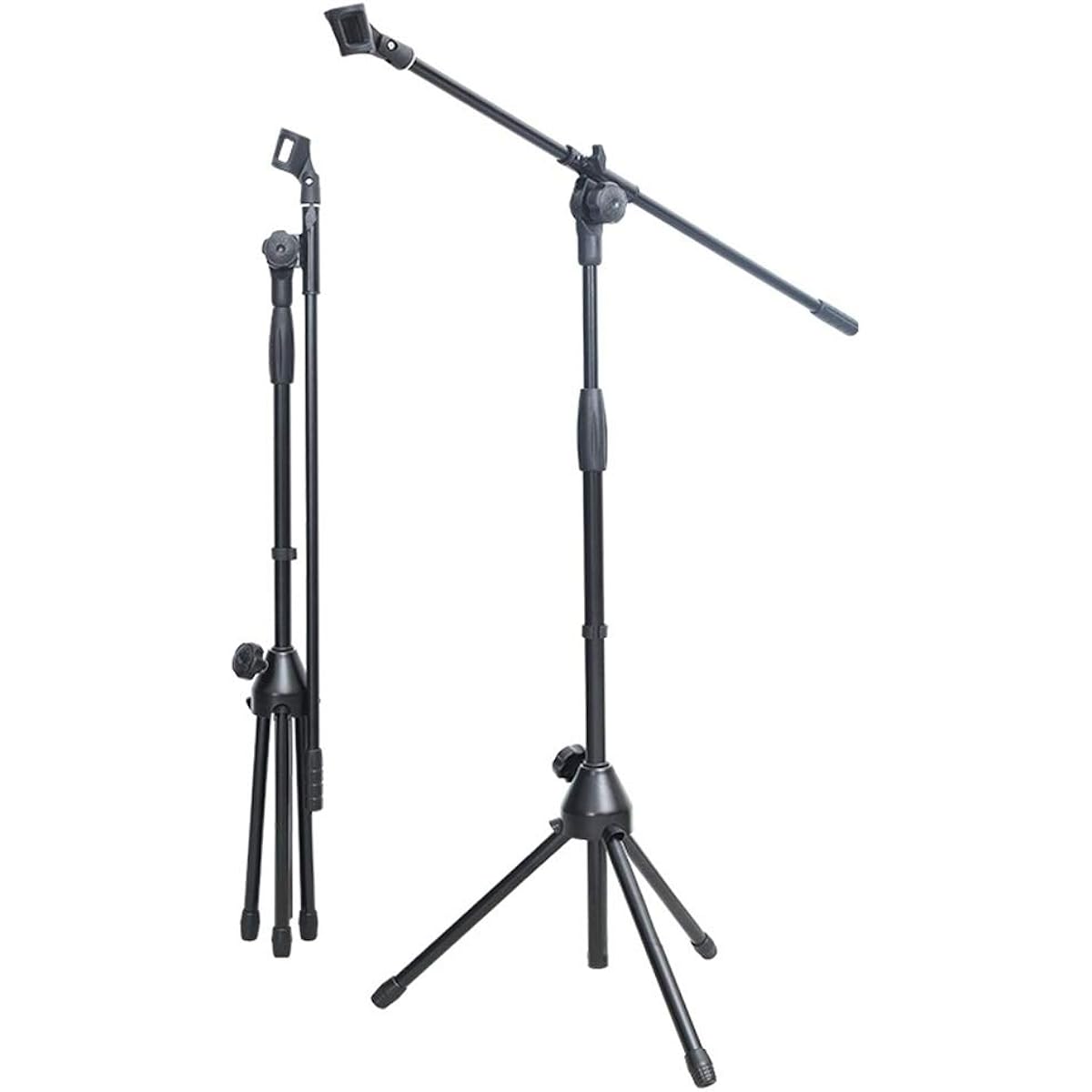 Desktop Microphone Stand Professional Straight Dual-Use Wired Wireless Folding Microphone Stand for Conferences, Seminars, Live Speeches (Color: Black, Size: 95-173cm)