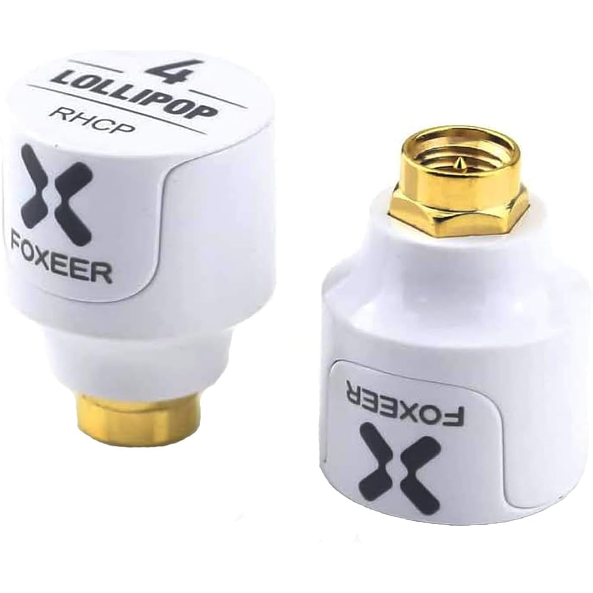 FOXEER 2 Pieces FPV Antenna Lollypop V4 5.7G 2.6dBi Super Mini RHCP Stubby Antenna SMA Male RC Drone FPV Racing Quadcopter Multicopter TX/RX (White)