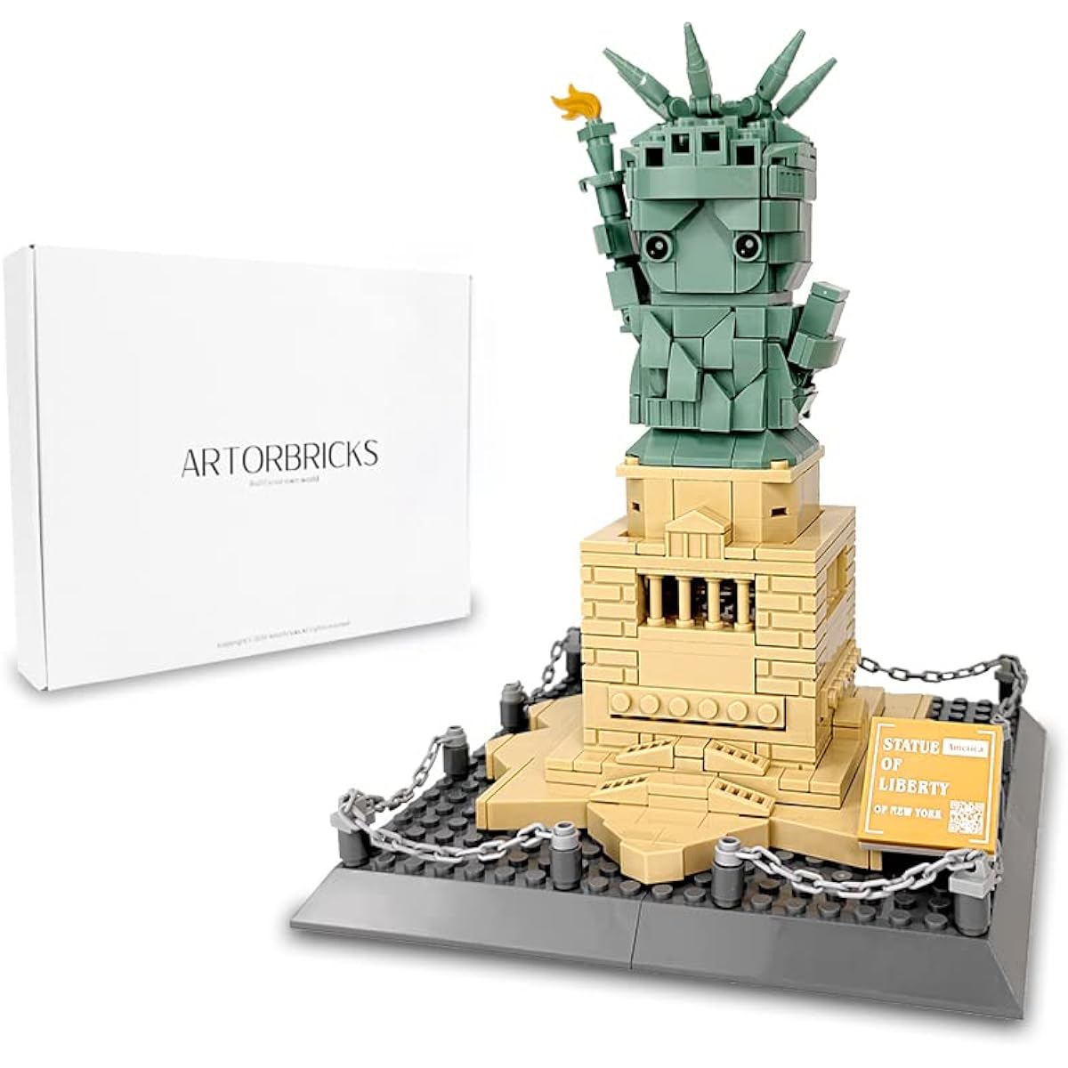 ArtorBricks Architectural Mini Statue of Liberty Building Collection Construction Set Model Kit Gift for Kids and Adults Compatible with Lego (414 Pieces)