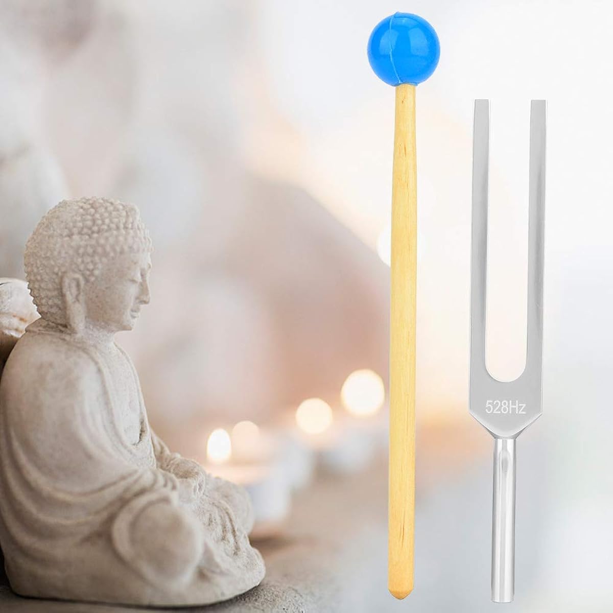 528Hz Tuning Fork Musical Tuning Fork Tuning Fork Set Guitar Tuning Fork Yuning Fork with Hammer for Healing Chakra Hammer and Bag Set