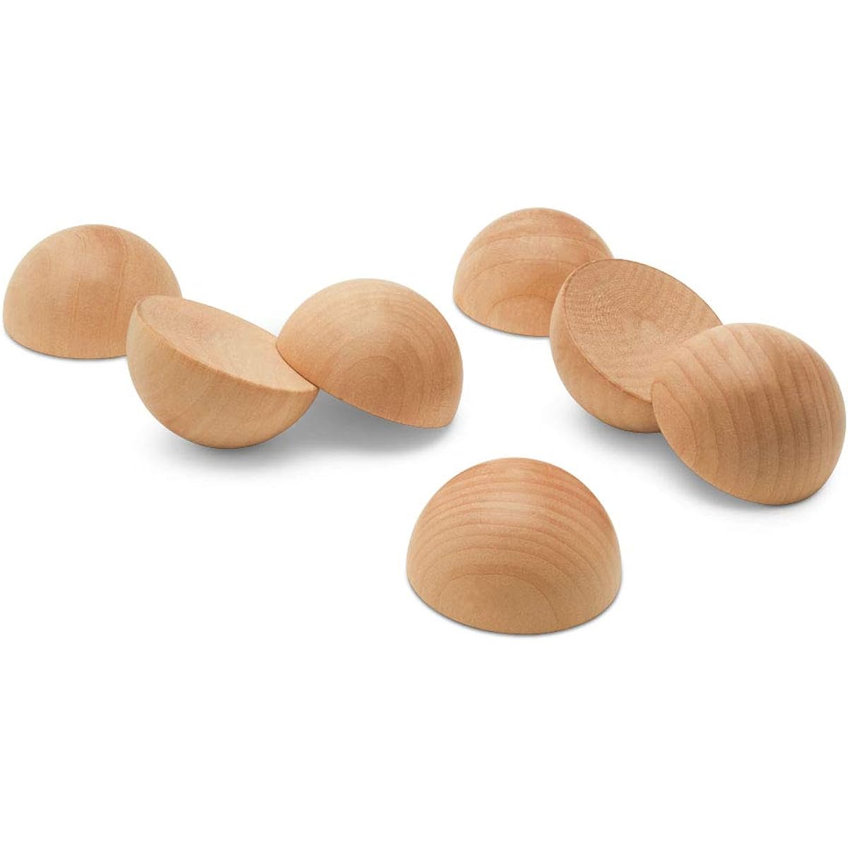 Woodpeckers Wooden Split Balls 2 Inch Wooden Half Balls Pack of 12 for Crafts and DIY Wreaths