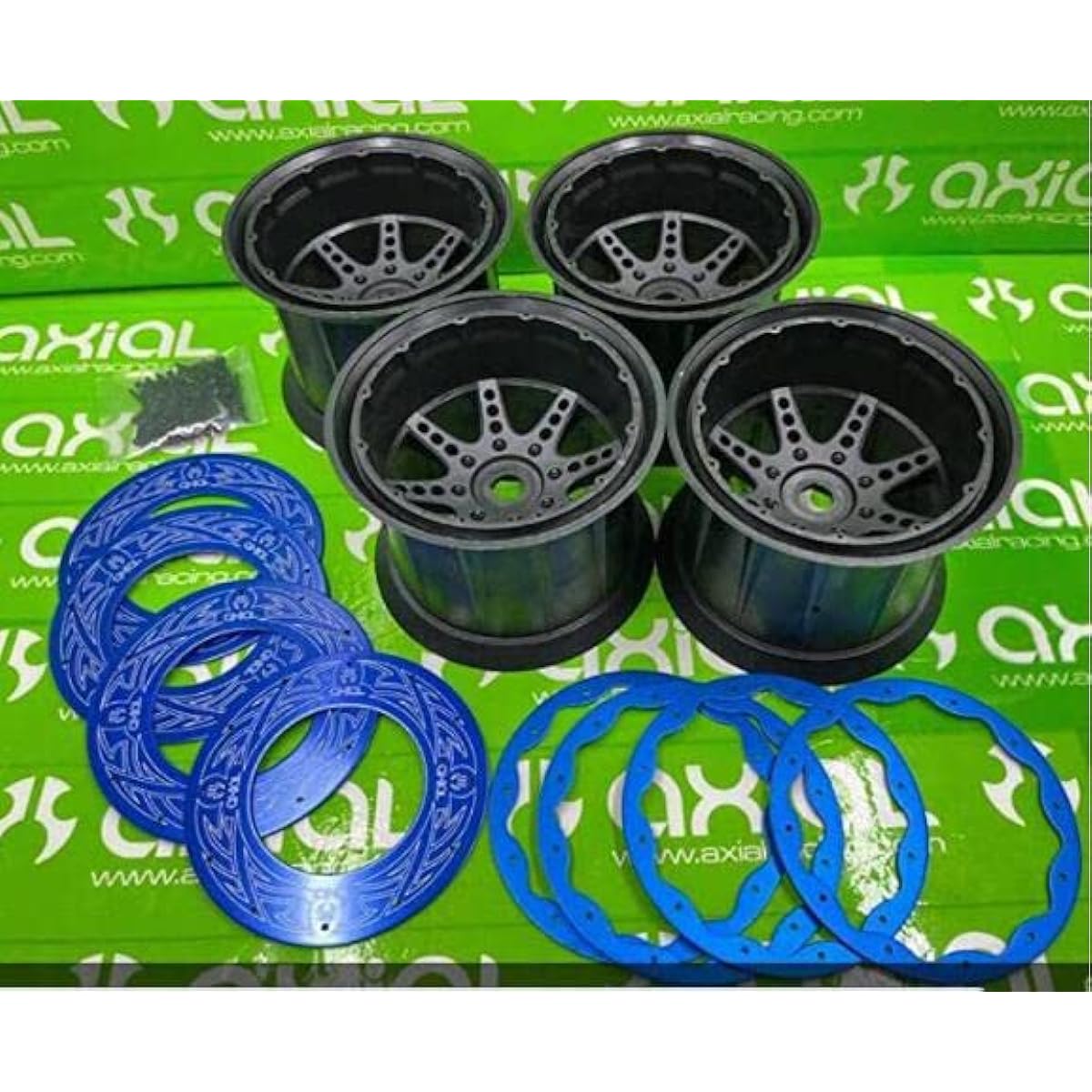 SF 202316 EMOX 3.8" Rim 4 Beadlock Ring Wheel (Black) for 1/8 Axle Cross RC EMOX ARRMA KRATON HPI Savage FS Tank HSP 94880 HNR H9901 Mars-X GP EP MT Truck