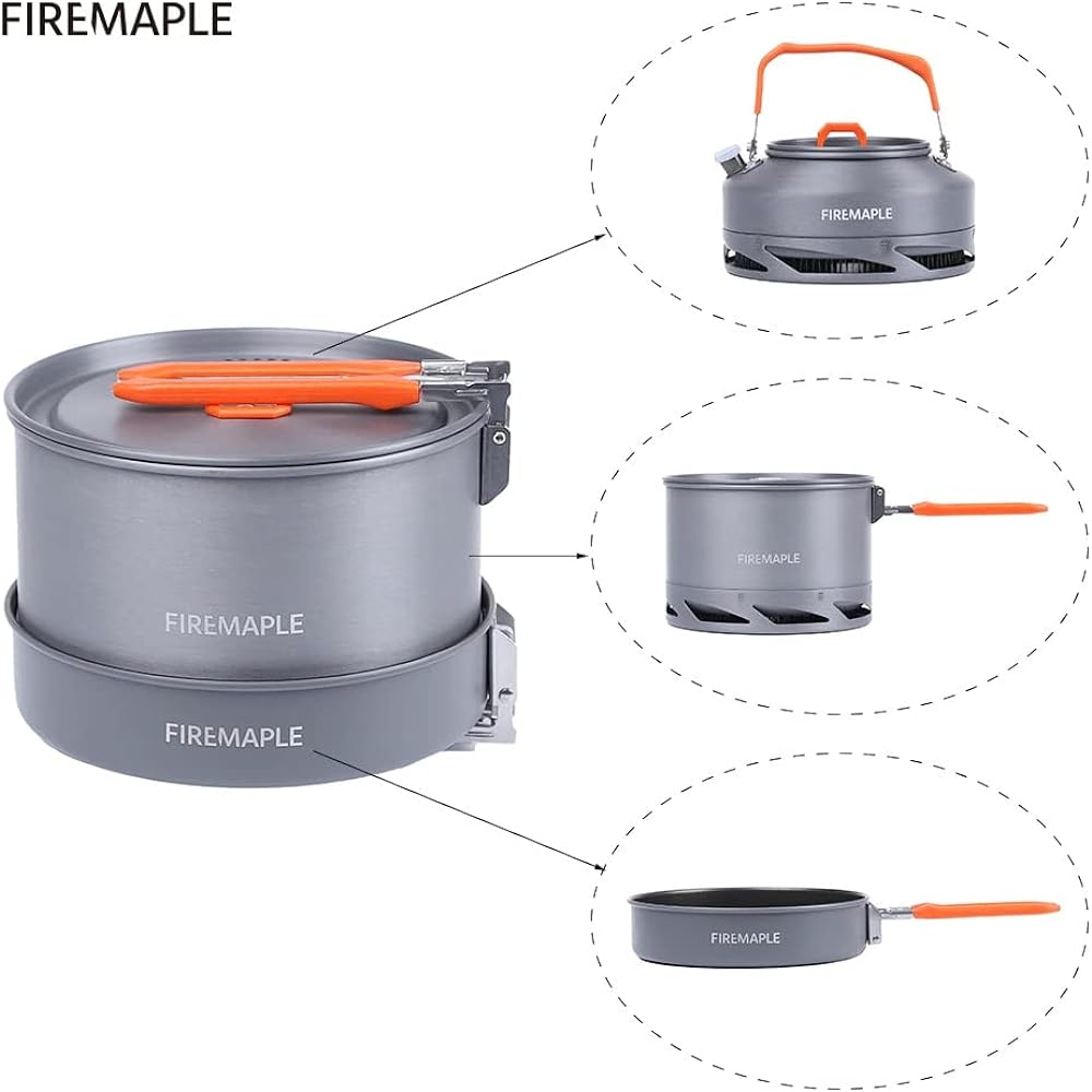 Fire-Maple Aluminum Heat Exchange Kettle Pot Fluorine Coated Frying Pan Set