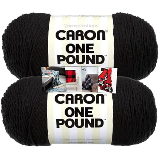 Caron 1lb Yarn - 2 Pack with Pattern (Black)