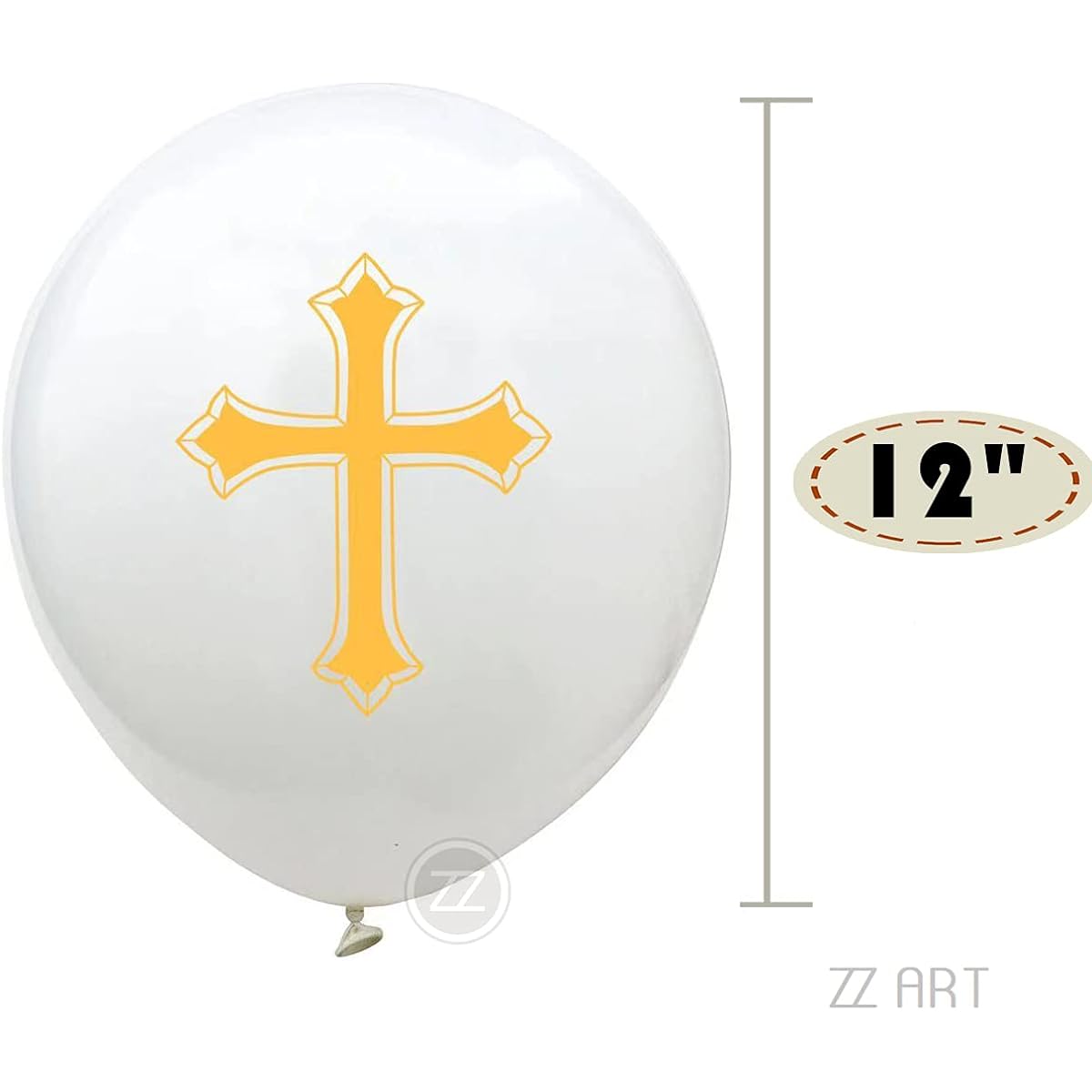 20pcs (12 inch) Cross Latex Balloons for Church Decorations Baptism Foil Atmosphere Prayer Ceremony Dinner Bible Study Religious Service Holy Latex Balloons White Solemn Gold (Z42)