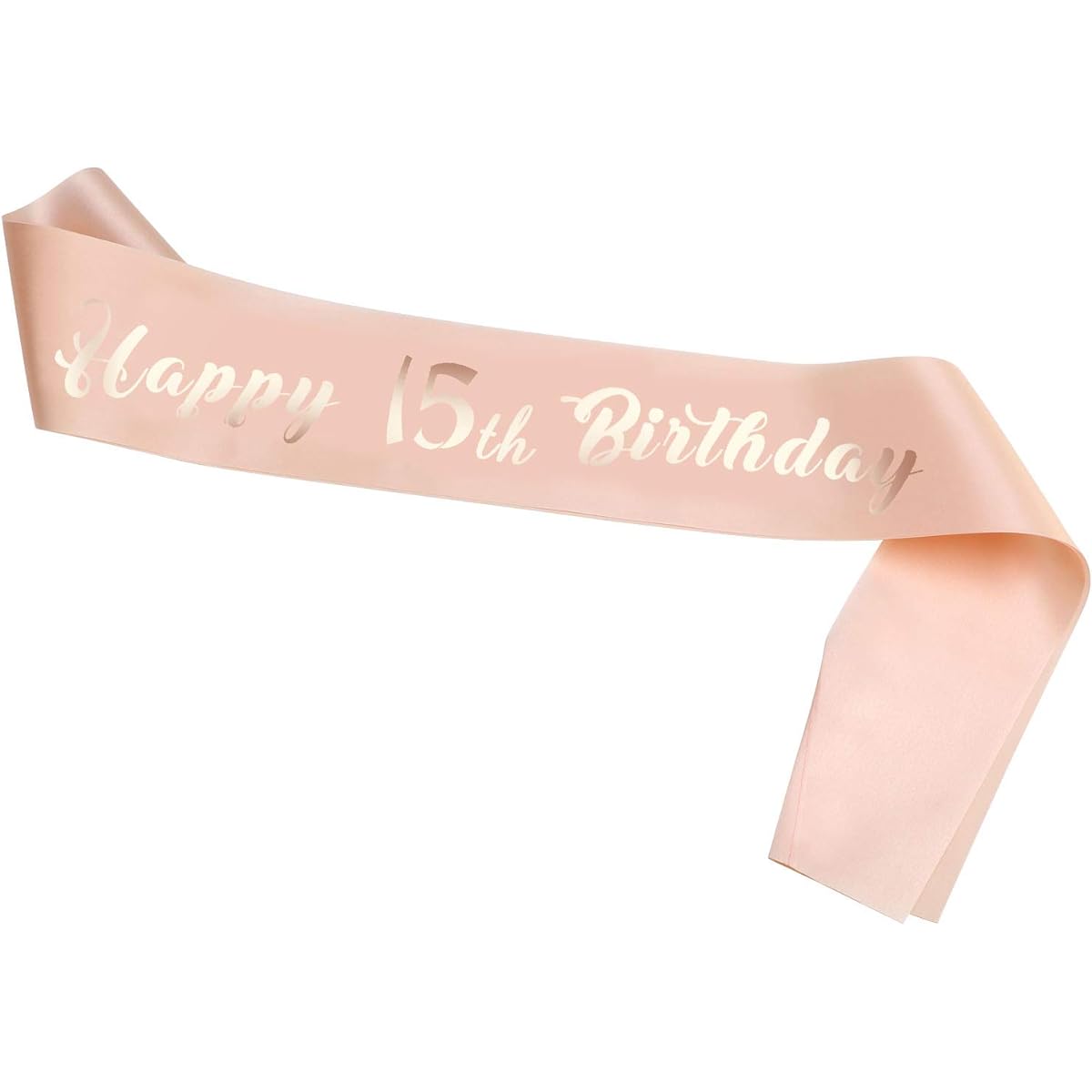 HOWAF Rose Gold 15th Birthday Sash Party Decorations 15th Birthday Satin Sash Birthday Gift 15th Birthday Accessories for Girls One Size