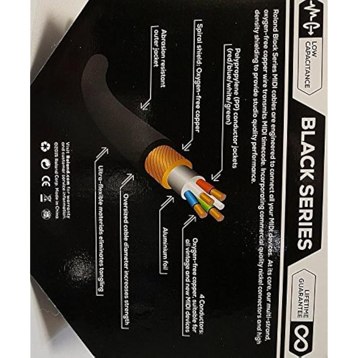 Roland Black Series Dual MIDI Cable Dual MIDI Cable 10ft/3m - RMIDI-B10-DUAL