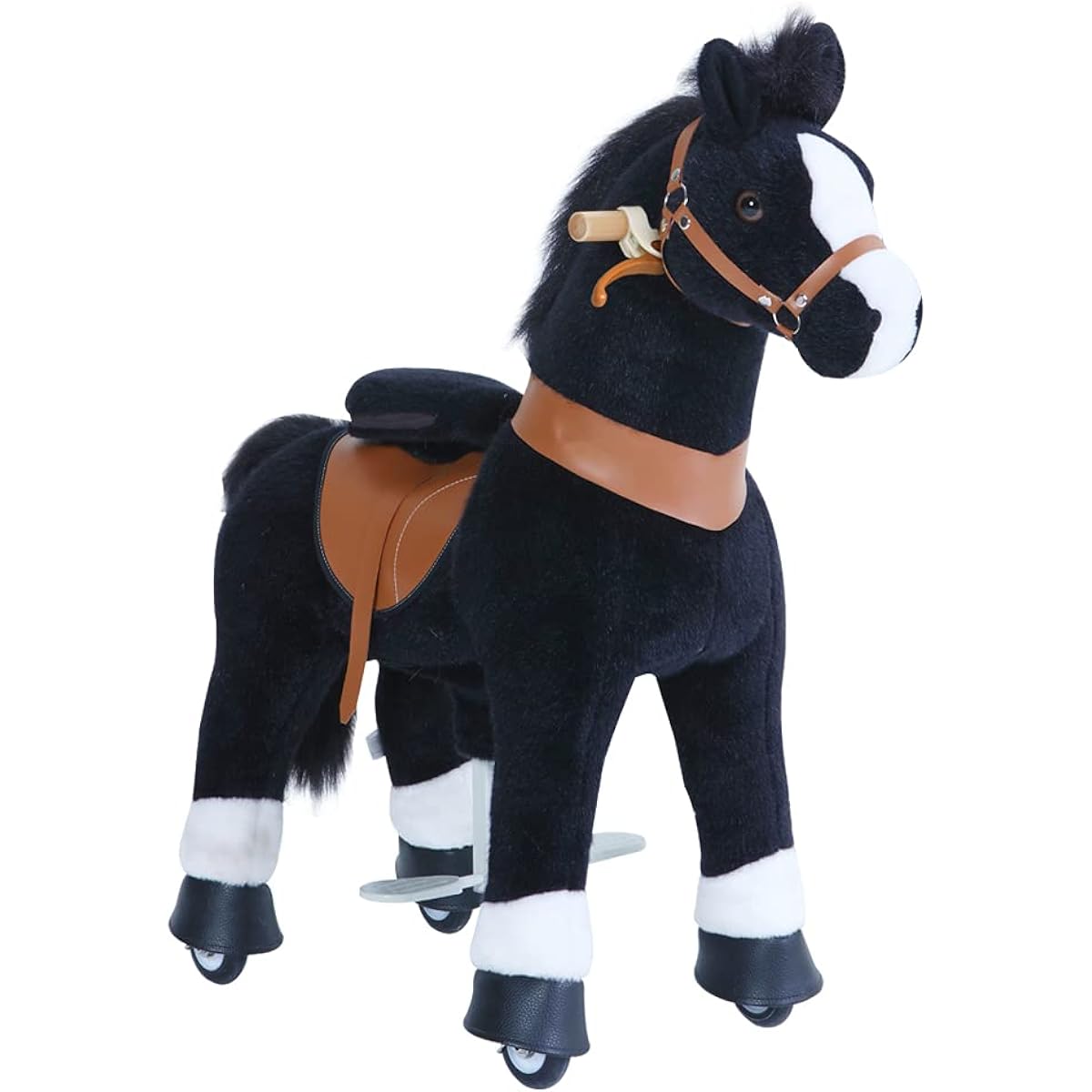 PonyCycle Official Walking Horse No Battery Mechanical Pony Black Giddy Up Pony Stuffed Animal Walking Animal Ages 3-5 Small N3183