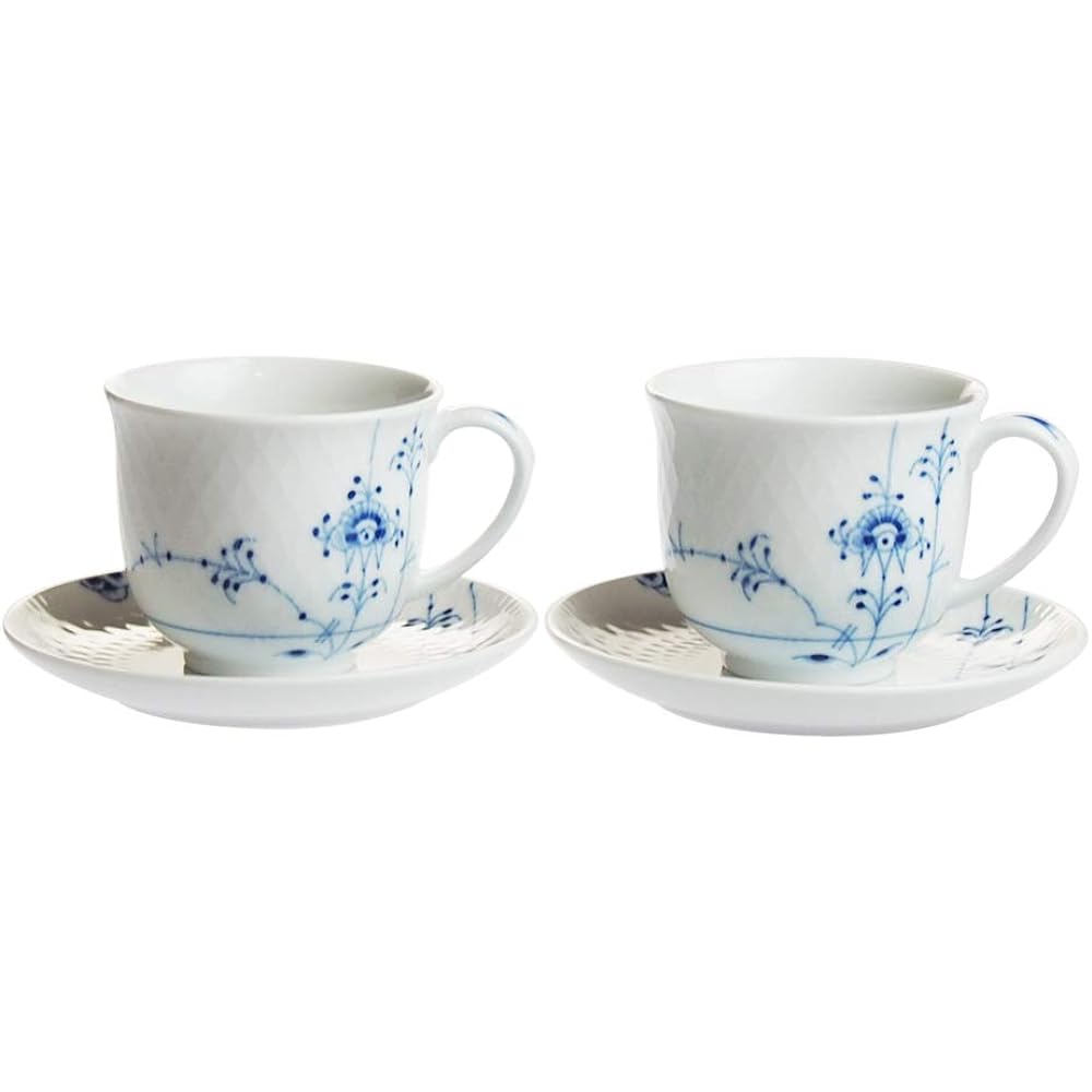 Royal Copenhagen Blue Palmette Cup Saucer Pair 160cc 2-500-030 [Parallel Import]