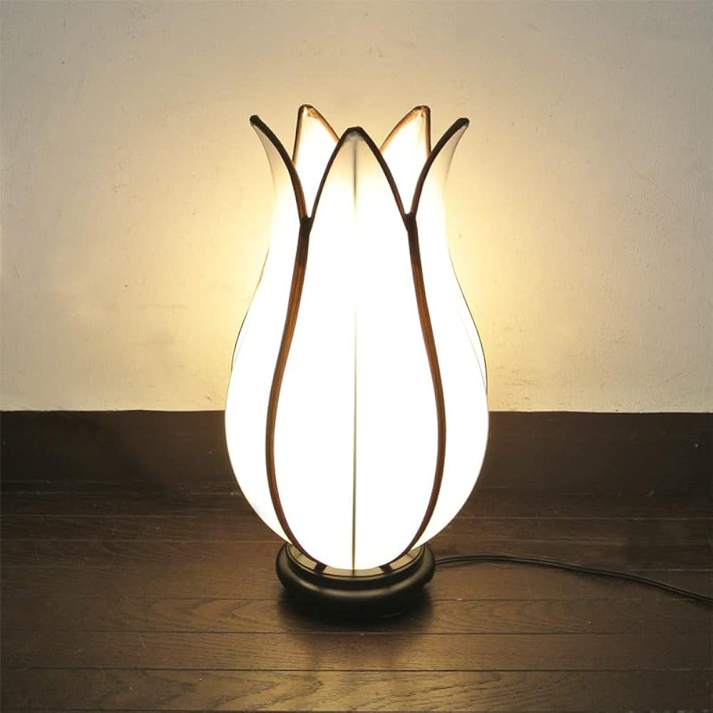 Wanon Bud M Floor Lamp, Indirect Lighting, Stylish, Cute Lamp, Bedside, Bedroom, Table Lamp, Lighting Fixture, Light, Compatible with LED, Off White/Border: Dark Brown