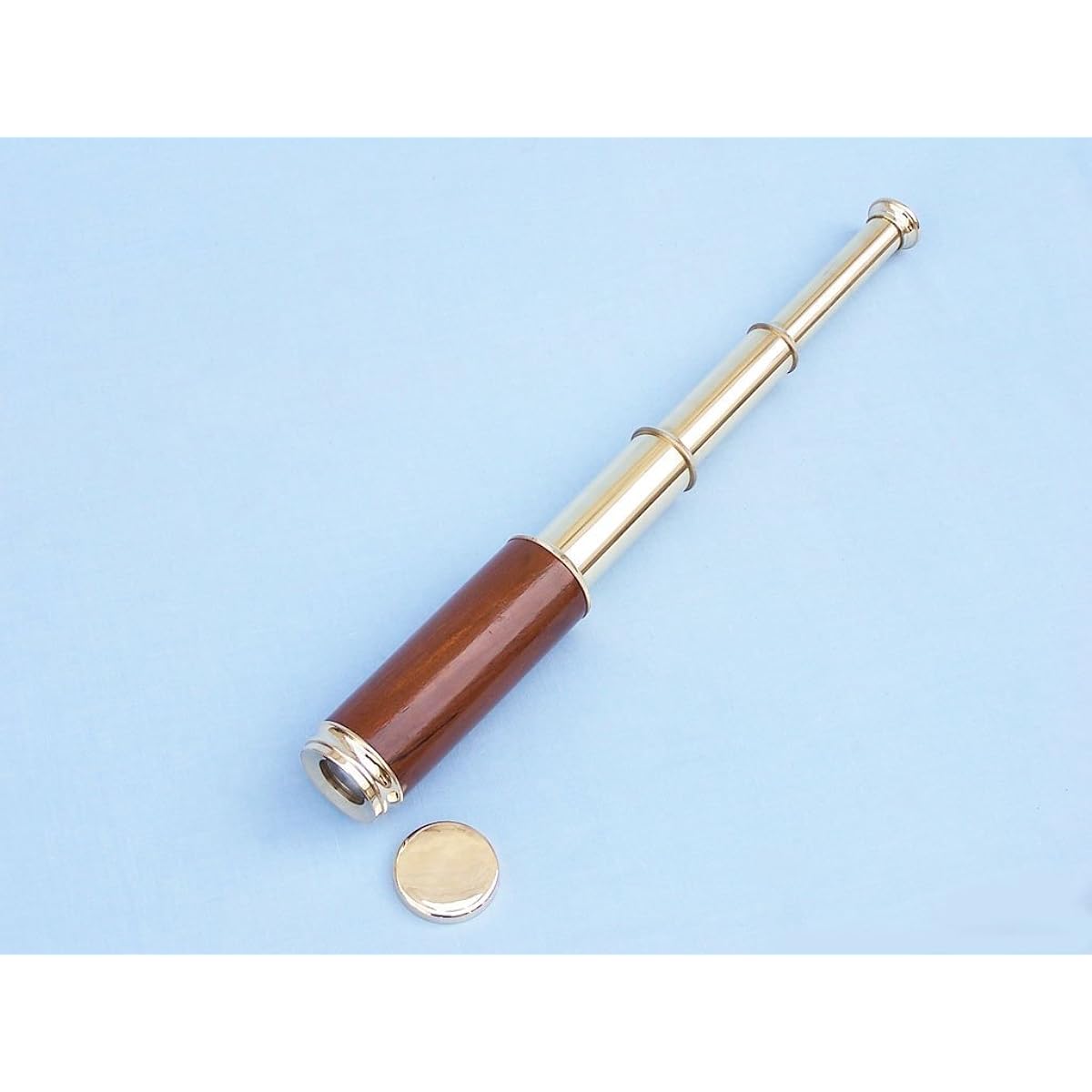 Thor Nautical Captain's Brass/Wood Spyglass Telescope with Rosewood Box, 38cm , Brass