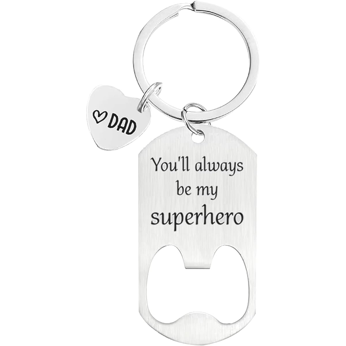 Weahoen Father's Day Gifts, Keychain from Daughter or Son, Gifts for Dad, Birthday, Christmas, Valentine's, Thanksgiving, Papa Gifts, Dad Silver, Large