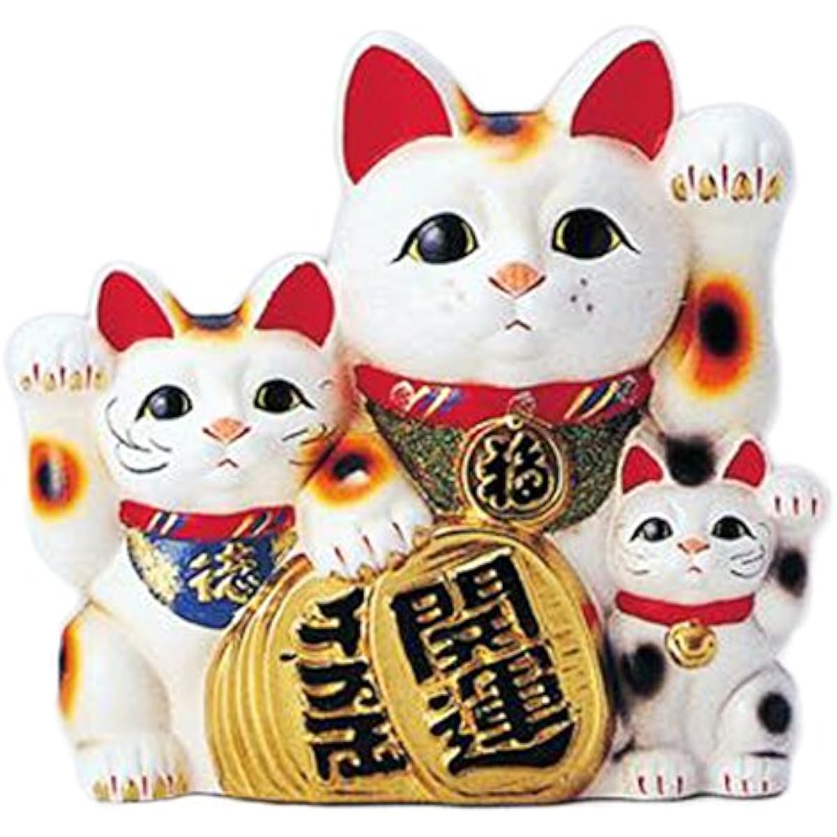 Tokoname ware teapot 8453 Umetsuki No. 10 White three cats Made in Japan Good luck T934