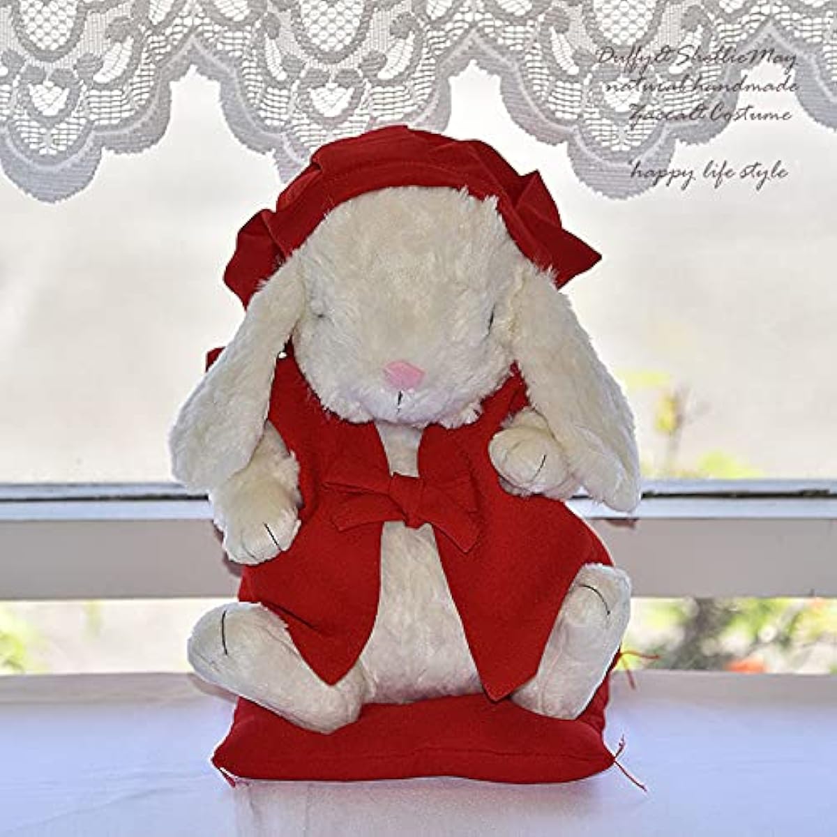 [Plushie set] White rabbit, size S, for a 60th birthday celebration! Red kimono and hat *kanreki-usagi-dollset-s
