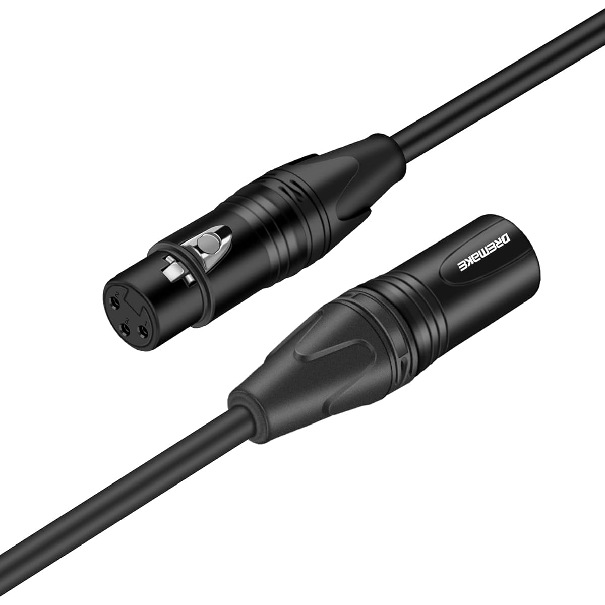 DREMAKE 3 Pin XLR Jack Cable Male to Female Low Z Microphone Balanced Audio Patch Cord for Powered Speakers DMX LED Effector Aqualyzer etc. 100ft/Black