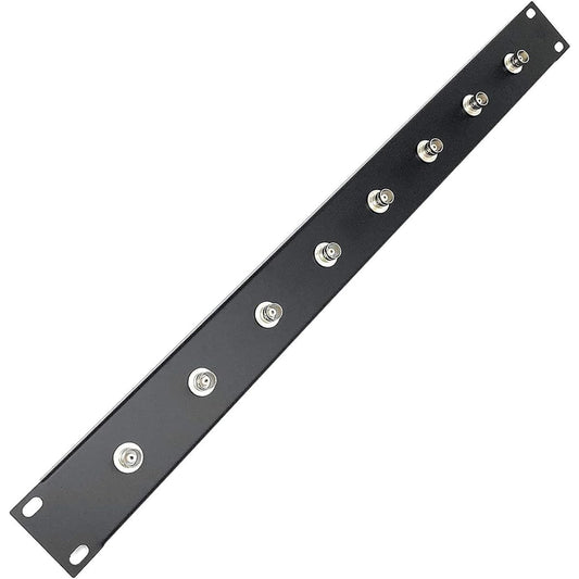 19" Wireless Microphone Antenna Relocation Distribution Front Panel for Multi-Antenna Installation and Setup on 1U EMI Cordless System 8 Bulkhead Adapter for BNC Antennas - RF Coax Cable Connection
